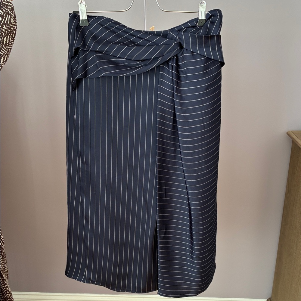 Boss Dark Blue Striped Midi Skirt